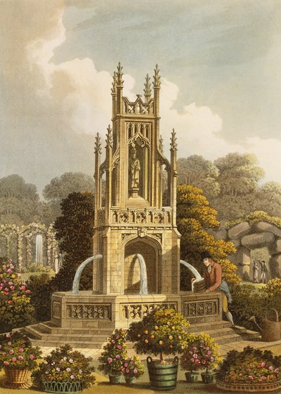 Design til en rørledning, foreslået på Ashridge, med fjernsyn over rosenkransen og munkens have, fra 